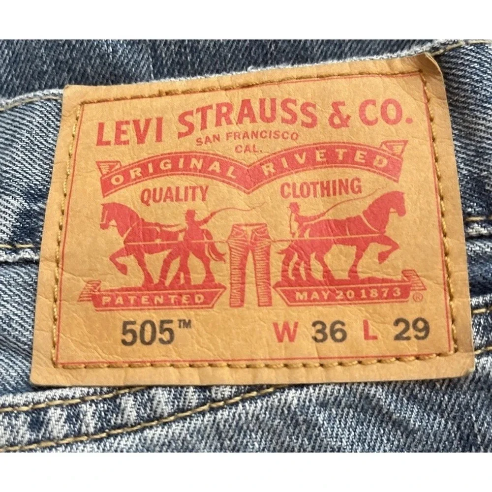 Levi's 505 Denim Jeans Men's 36x29 Regular Fit Straight Leg Med Wash Relaxed 3